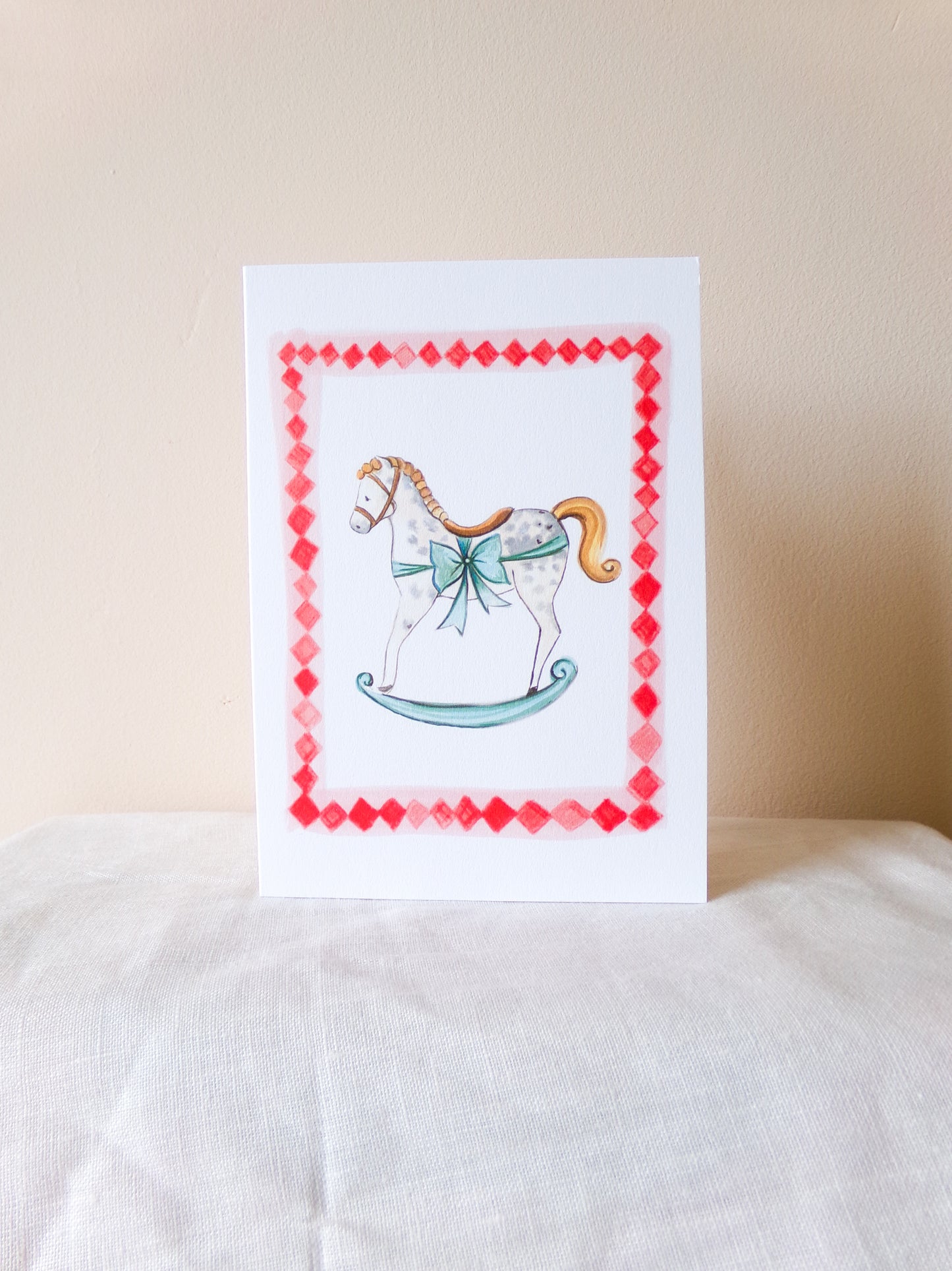 Harlequin Rocking Horse Christmas Card