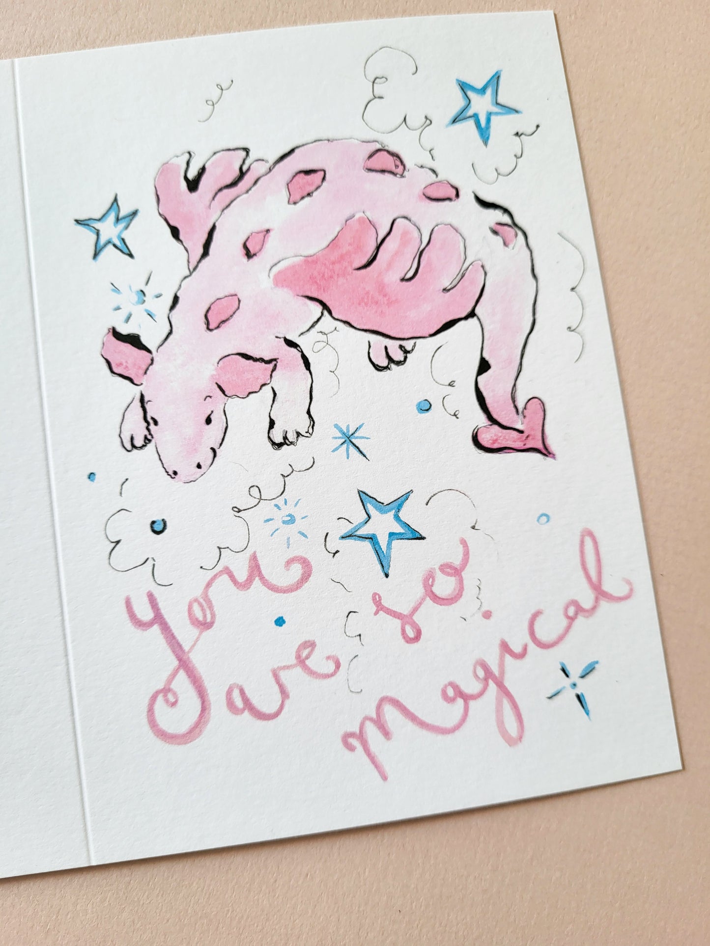 Magical Dragon Card in Pink