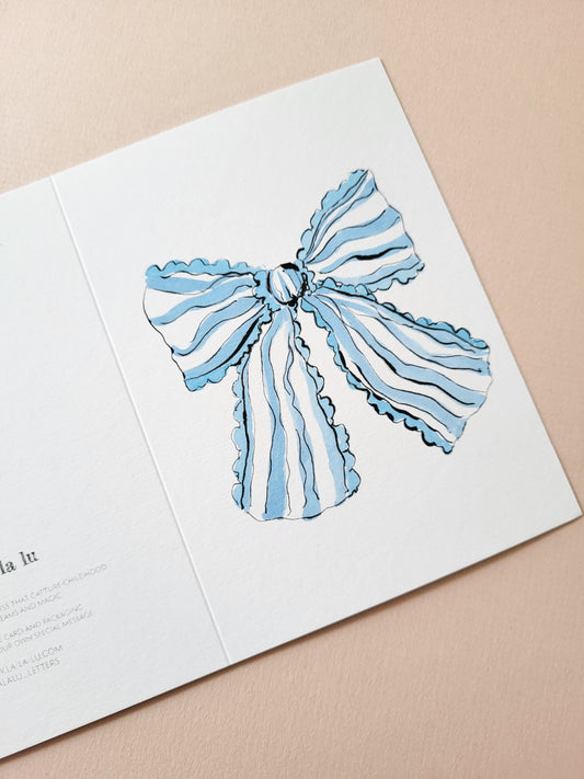 Blue striped bow card