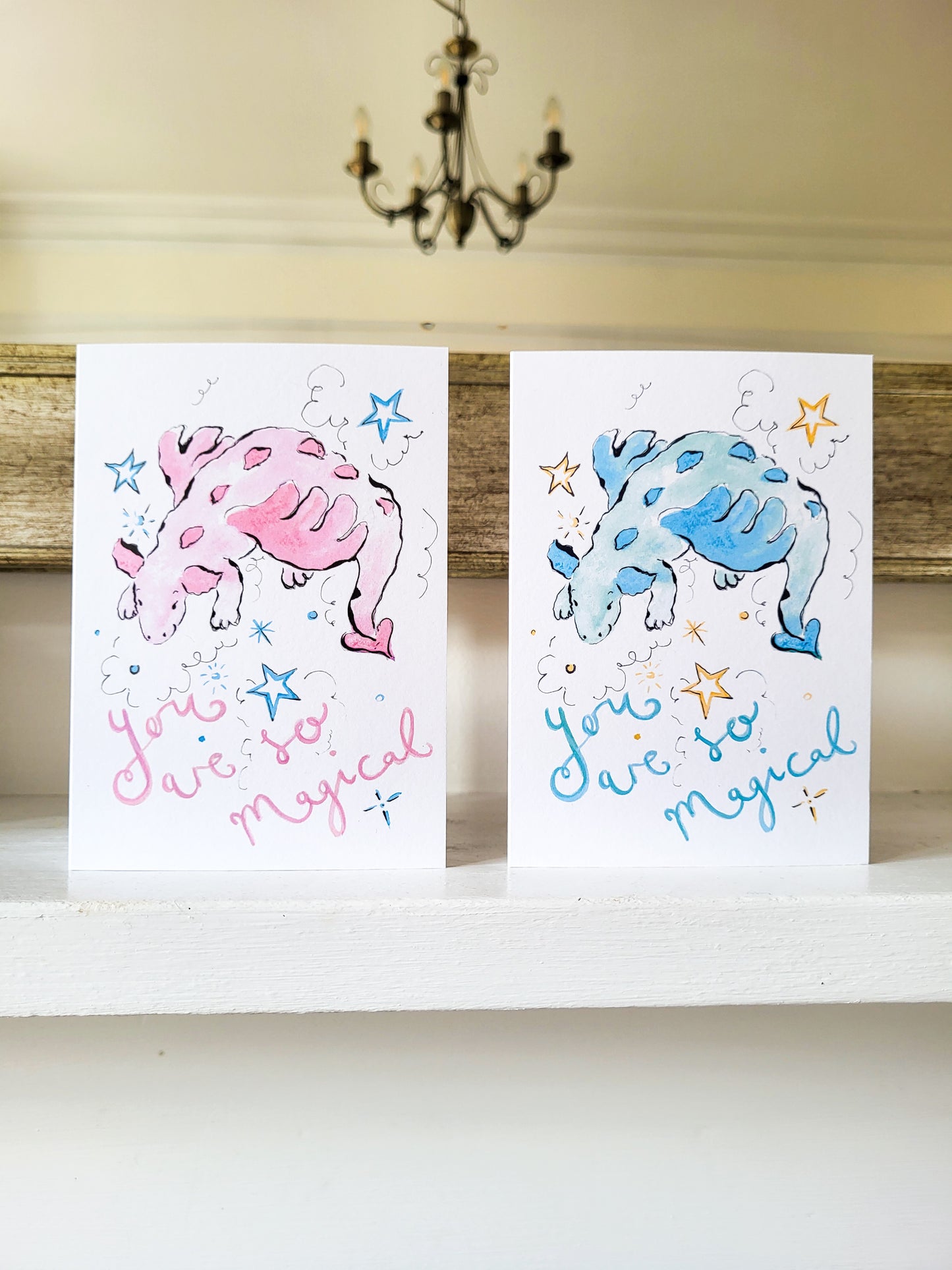 Magical Dragon Card in Pink