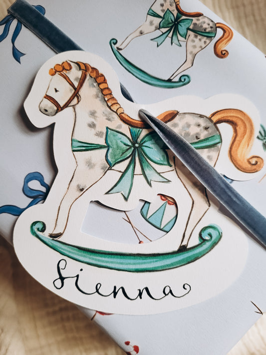 Luxury Large Gift Tag With Calligraphy- Rocking Horse