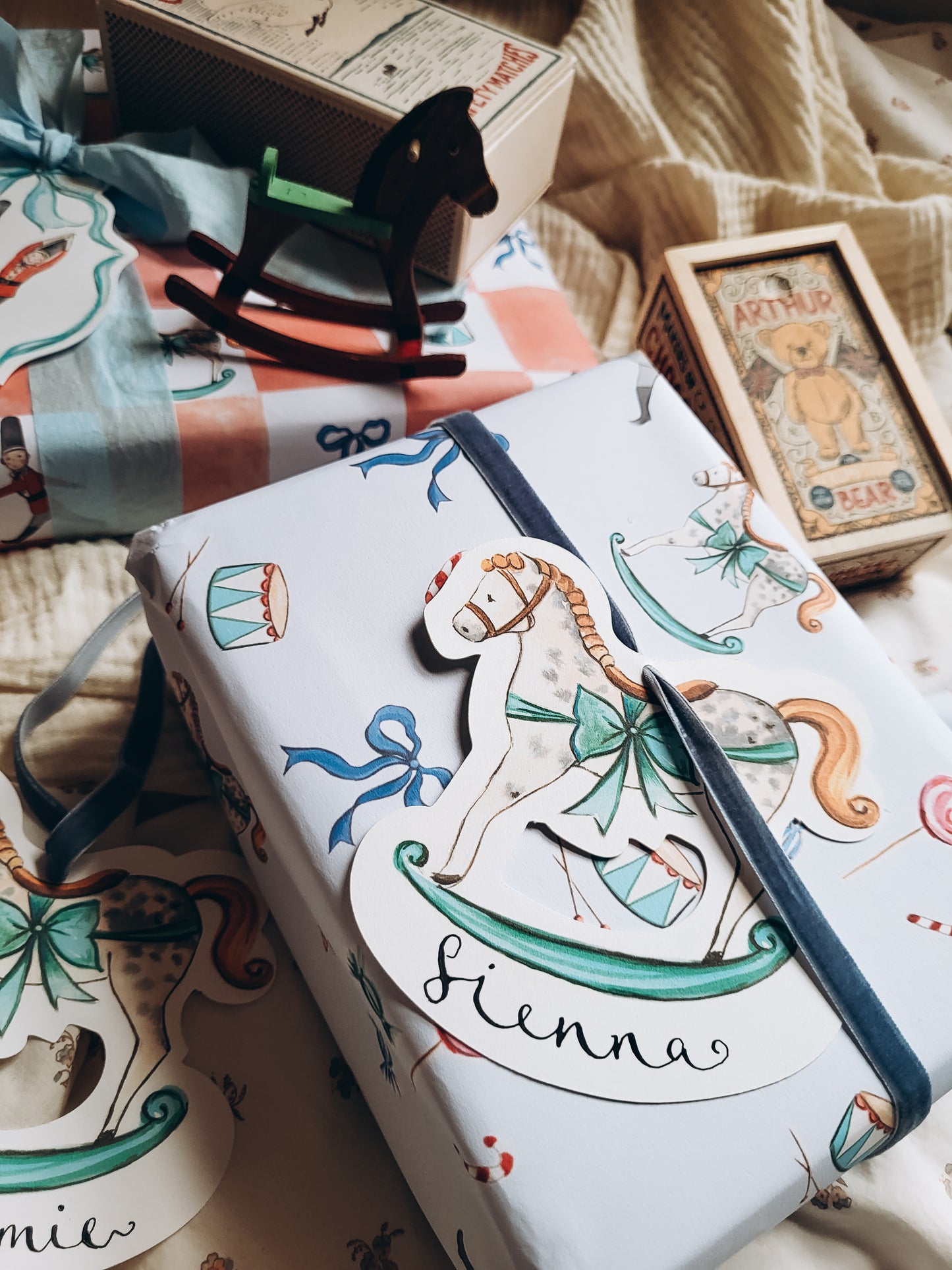 Luxury Large Gift Tag With Calligraphy- Rocking Horse