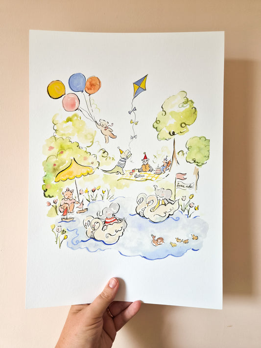Swan Rides Giclee Print