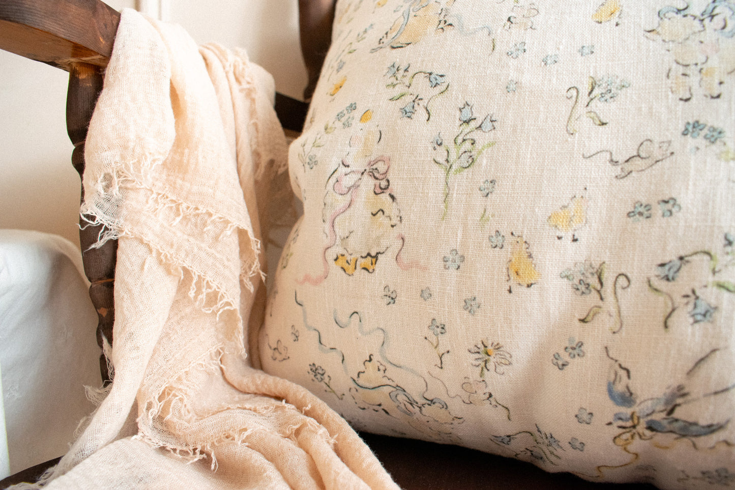'Spring Celebration' Linen Cushion Cover pre-order