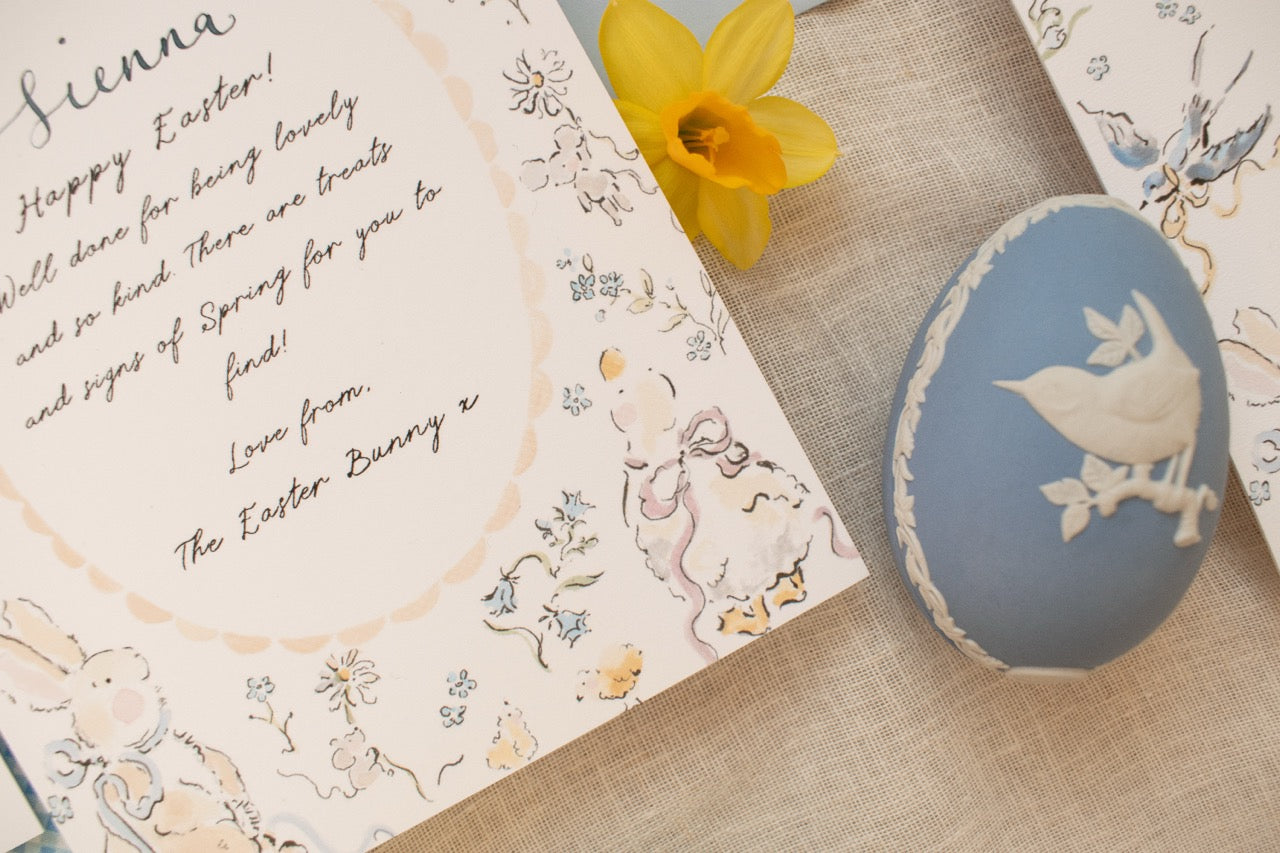 A note from the Easter Bunny, with calligraphy