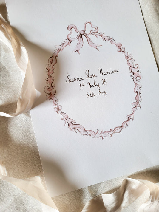 Rose frame Birth print with calligraphy