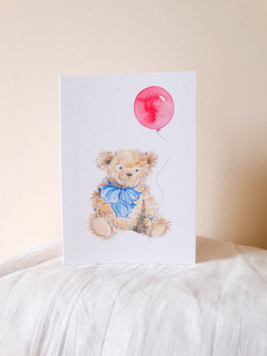 Teddy Bear Blue Greeting Card