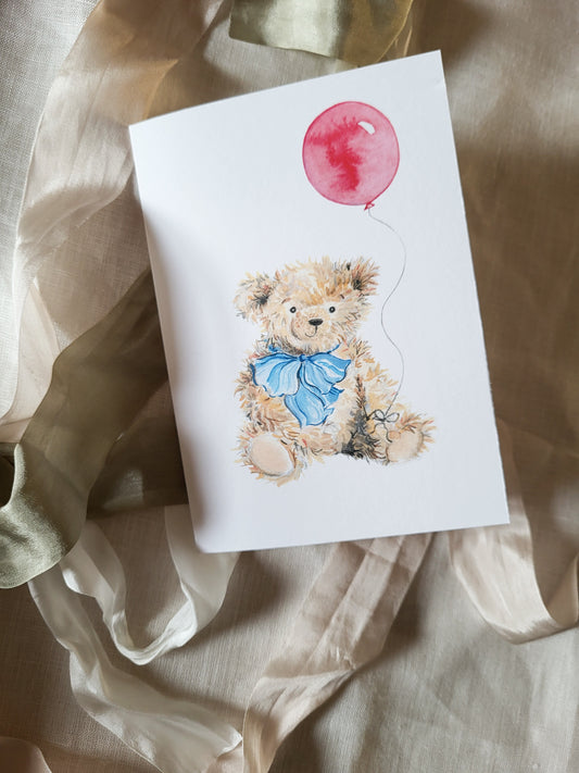 Teddy Bear Blue Greeting Card