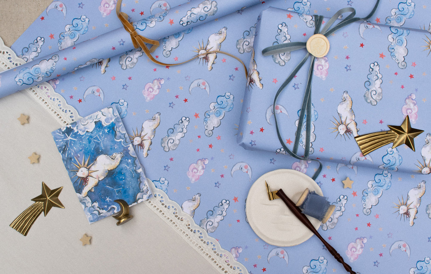 Polar bear 'Moonbeam' Wrap 3 Sheets